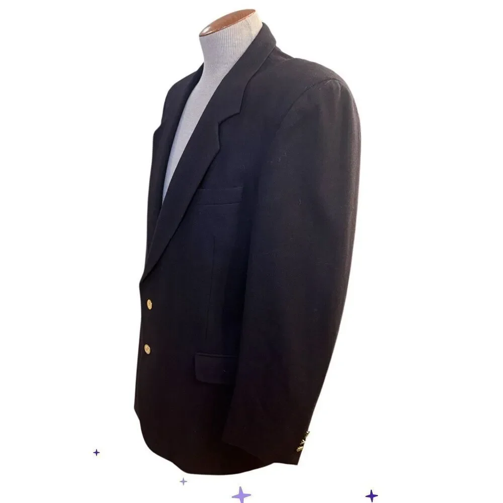 Antonio Parillo Cashmere/Wool Sport Coat Blazer 44L Vtg Gold Buttons Italy